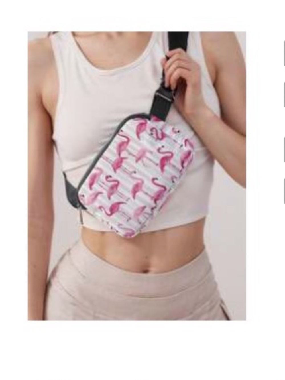 Pink Flamingo Print Crossbody Fanny Pack